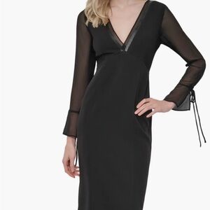 DKNYC Black Long Sleeve Dress with Sheer Accents